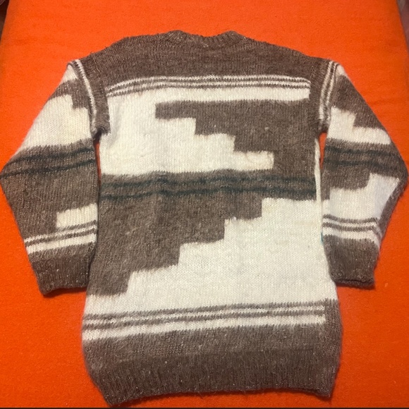 Vintage 80s figurines colourful hand knit aztec folk alpaca sweater GUC - Picture 13 of 14